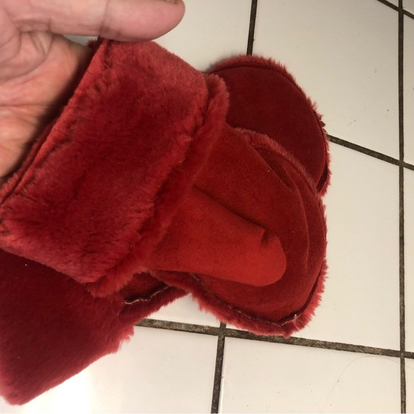 Cozy Red Plush Mittens to keep your hands warm on chilly days- 100% polyester. - Picture 3 of 7